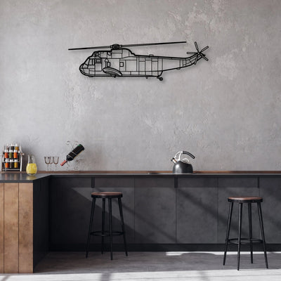 SH-3 Sea King Classic Aircraft Silhouette Metal Wall Art - Aviation Hangar Decor