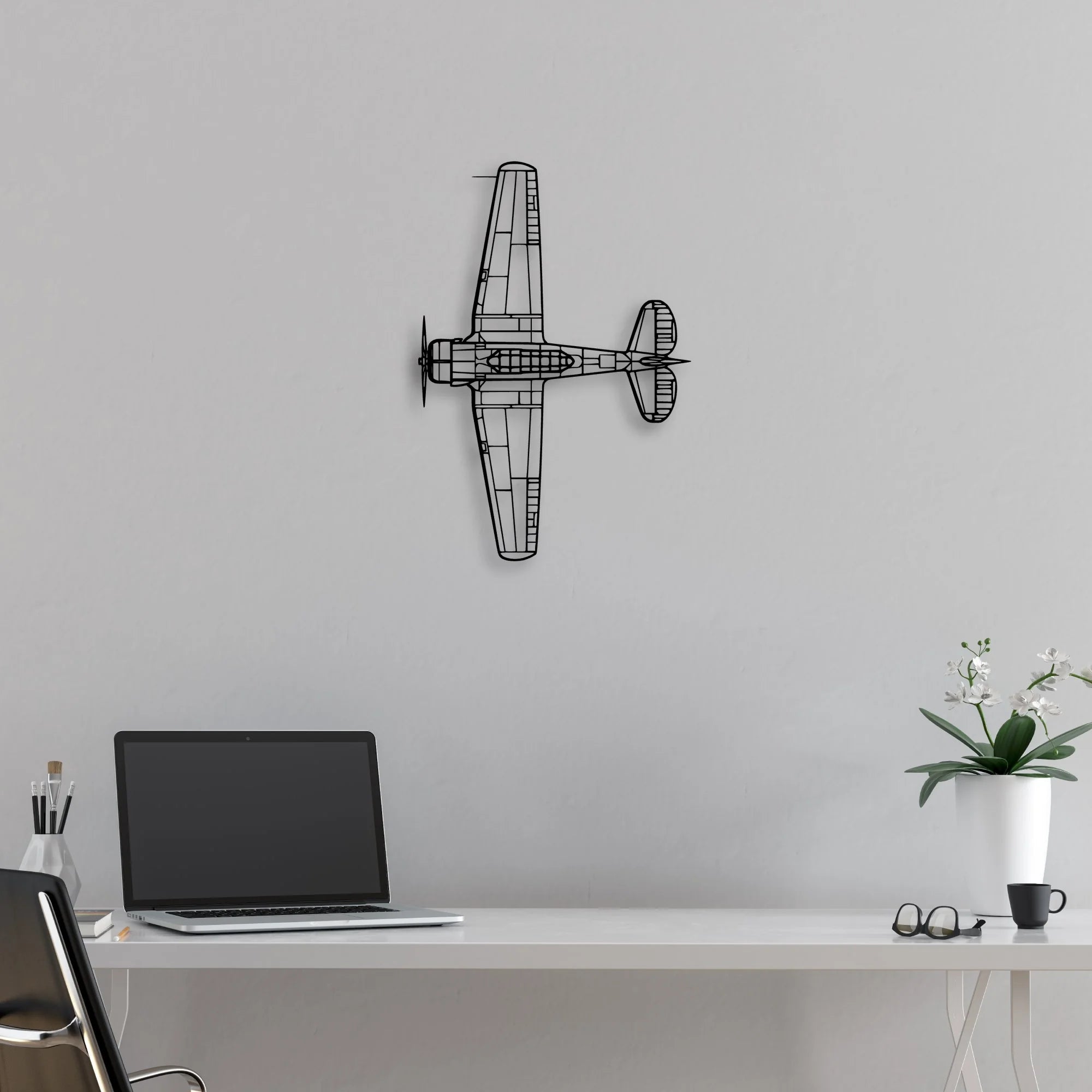 SNJ-5 Texan Classic Aircraft Silhouette Metal Wall Art - Aviation Hangar Decor
