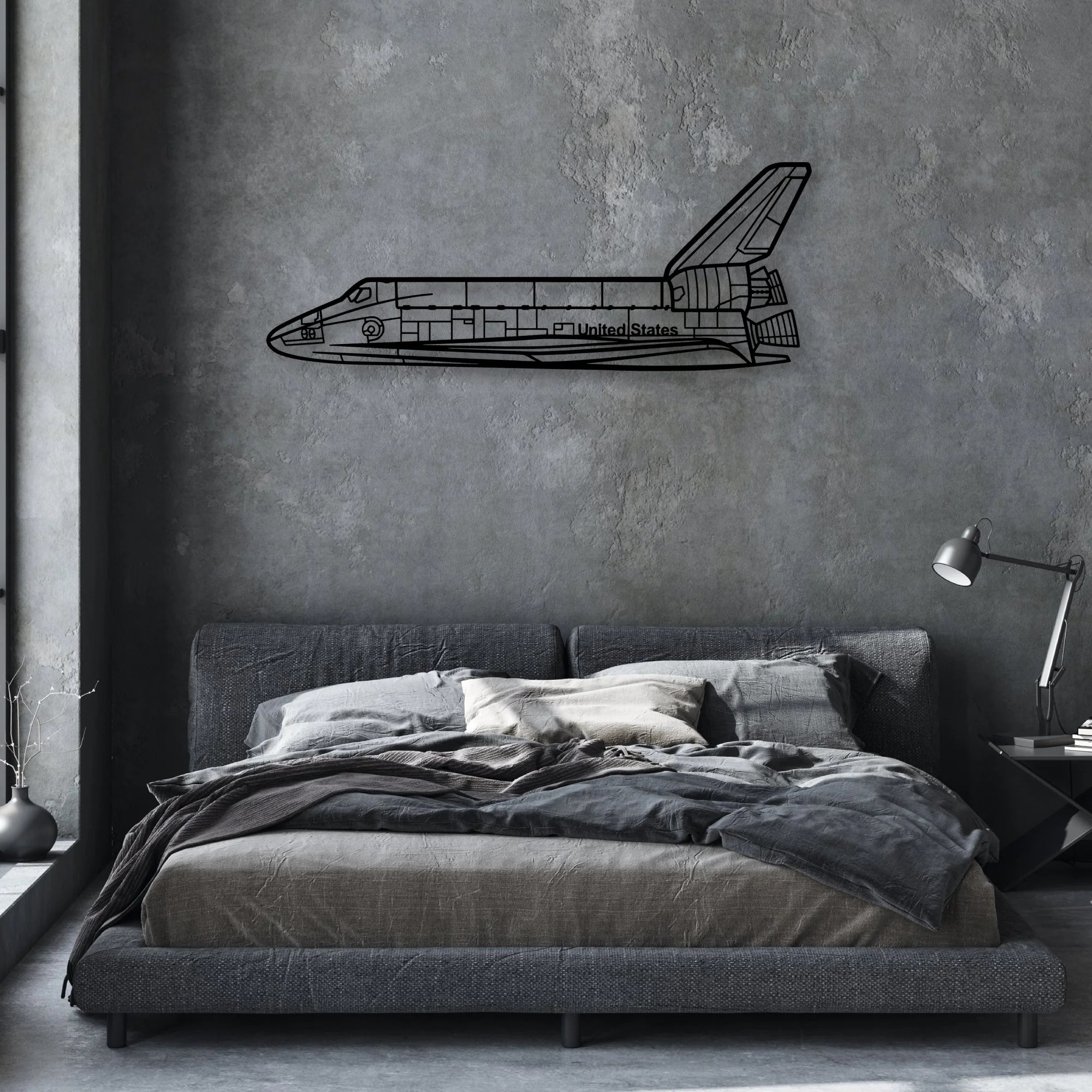 Space Shuttle Classic Aircraft Silhouette Metal Wall Art - Aviation Hangar Decor