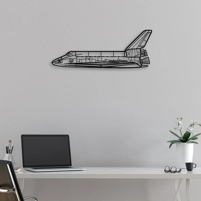 Space Shuttle Classic Aircraft Silhouette Metal Wall Art - Aviation Hangar Decor