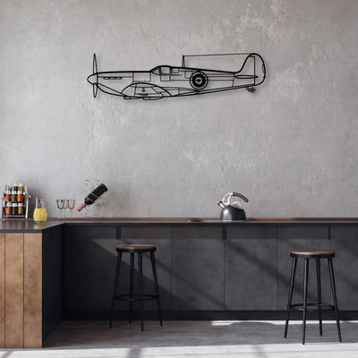 Spitfire Classic Aircraft Silhouette Metal Wall Art - Aviation Hangar Decor