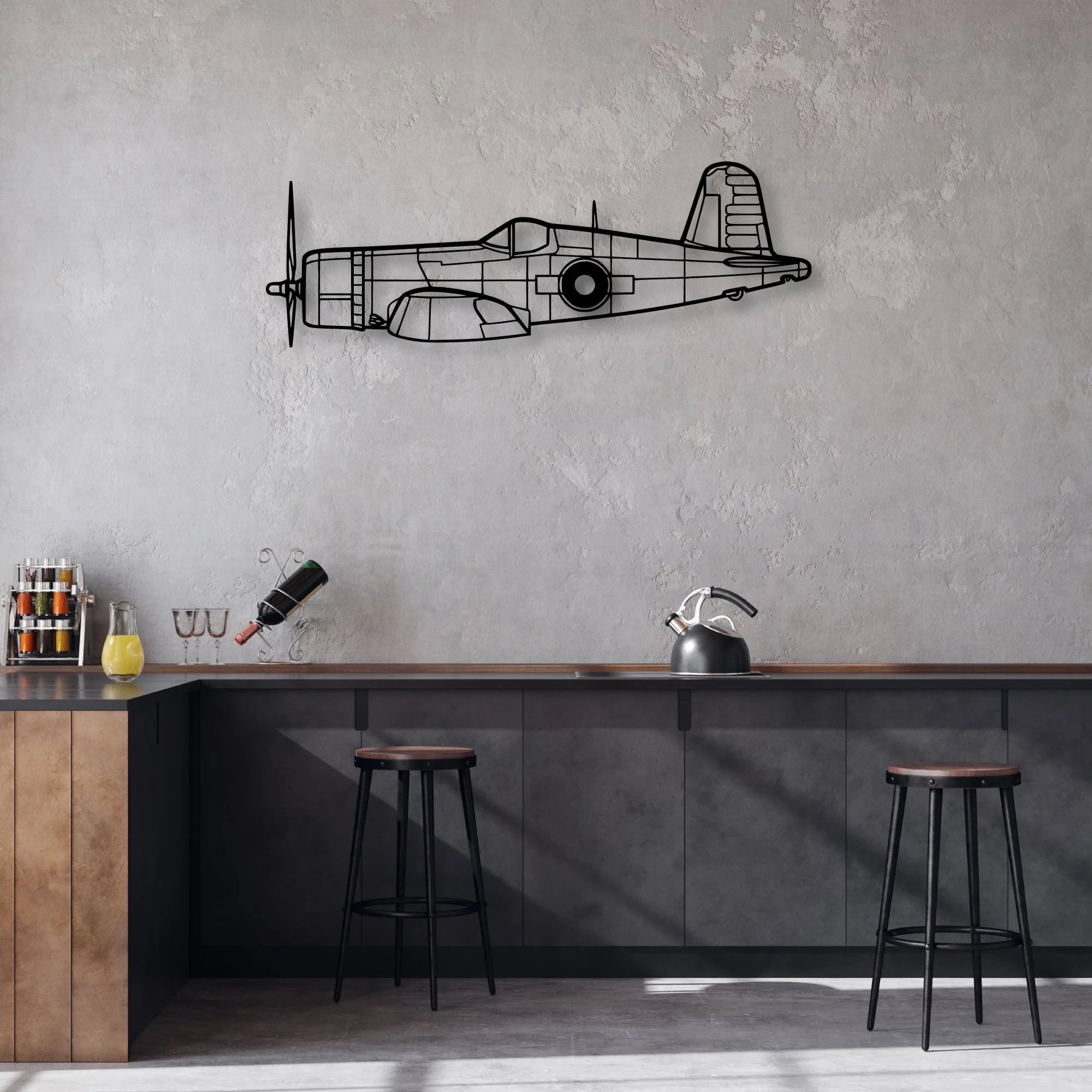 Stearman 2 Classic Aircraft Silhouette Metal Wall Art - Aviation Hangar Decor