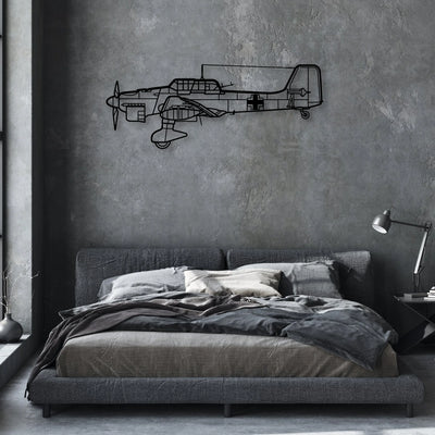 Stuka JU-87 Classic Aircraft Silhouette Metal Wall Art - Aviation Hangar Decor