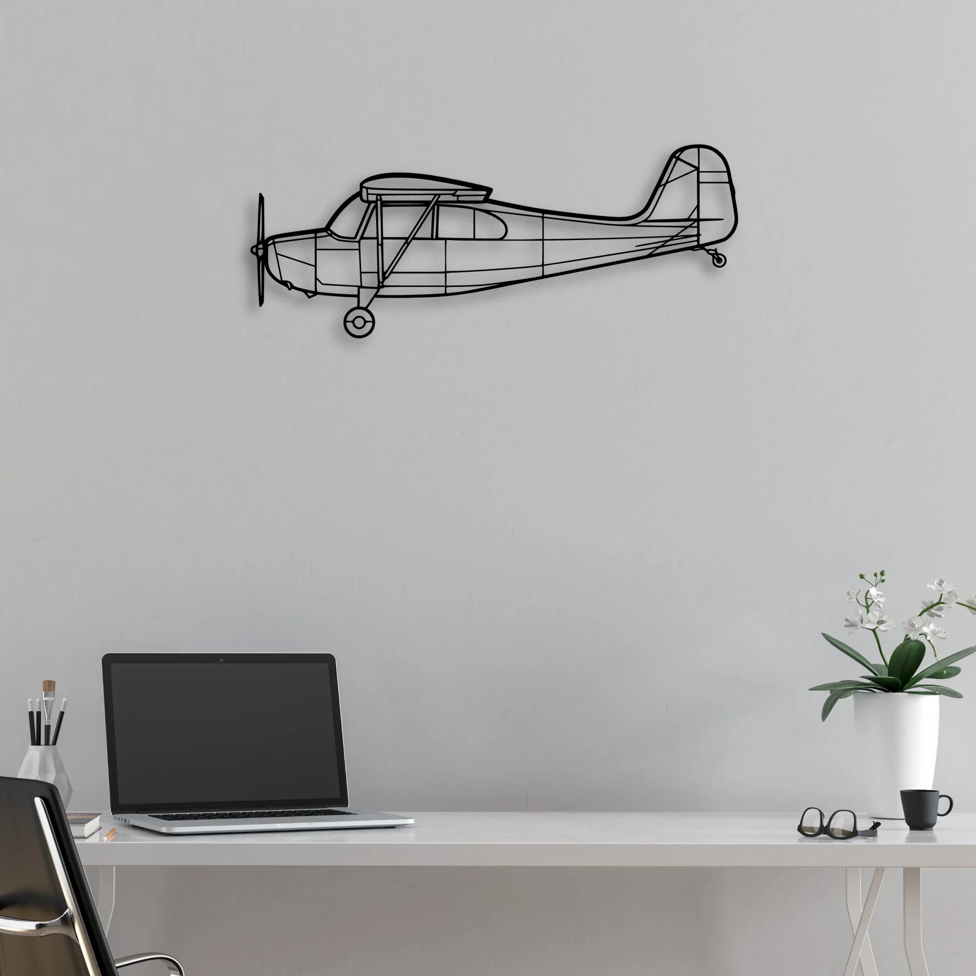 T-28 Trojan 2 Classic Aircraft Silhouette Metal Wall Art - Aviation Hangar Decor