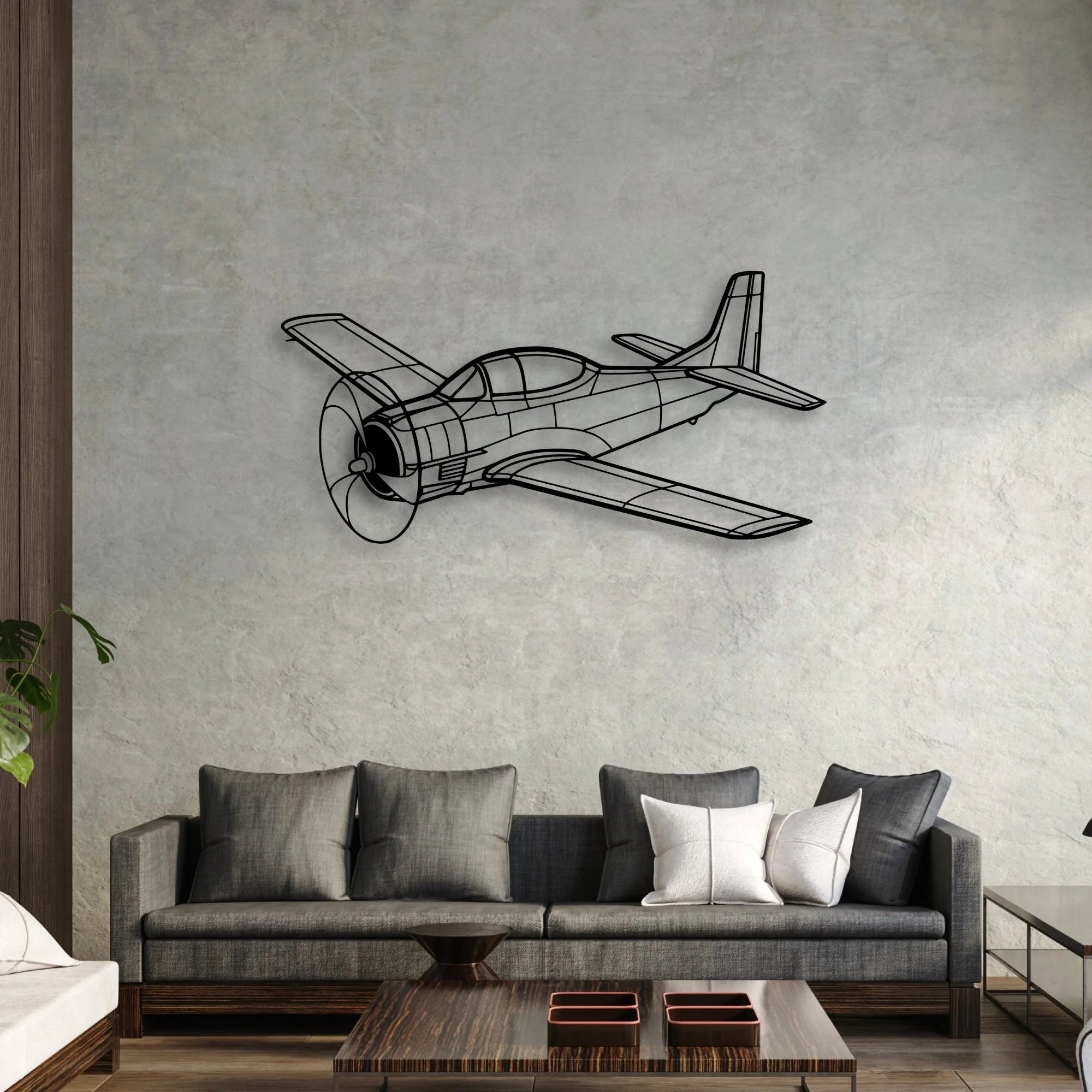 T33 Classic Aircraft Silhouette Metal Wall Art - Aviation Hangar Decor
