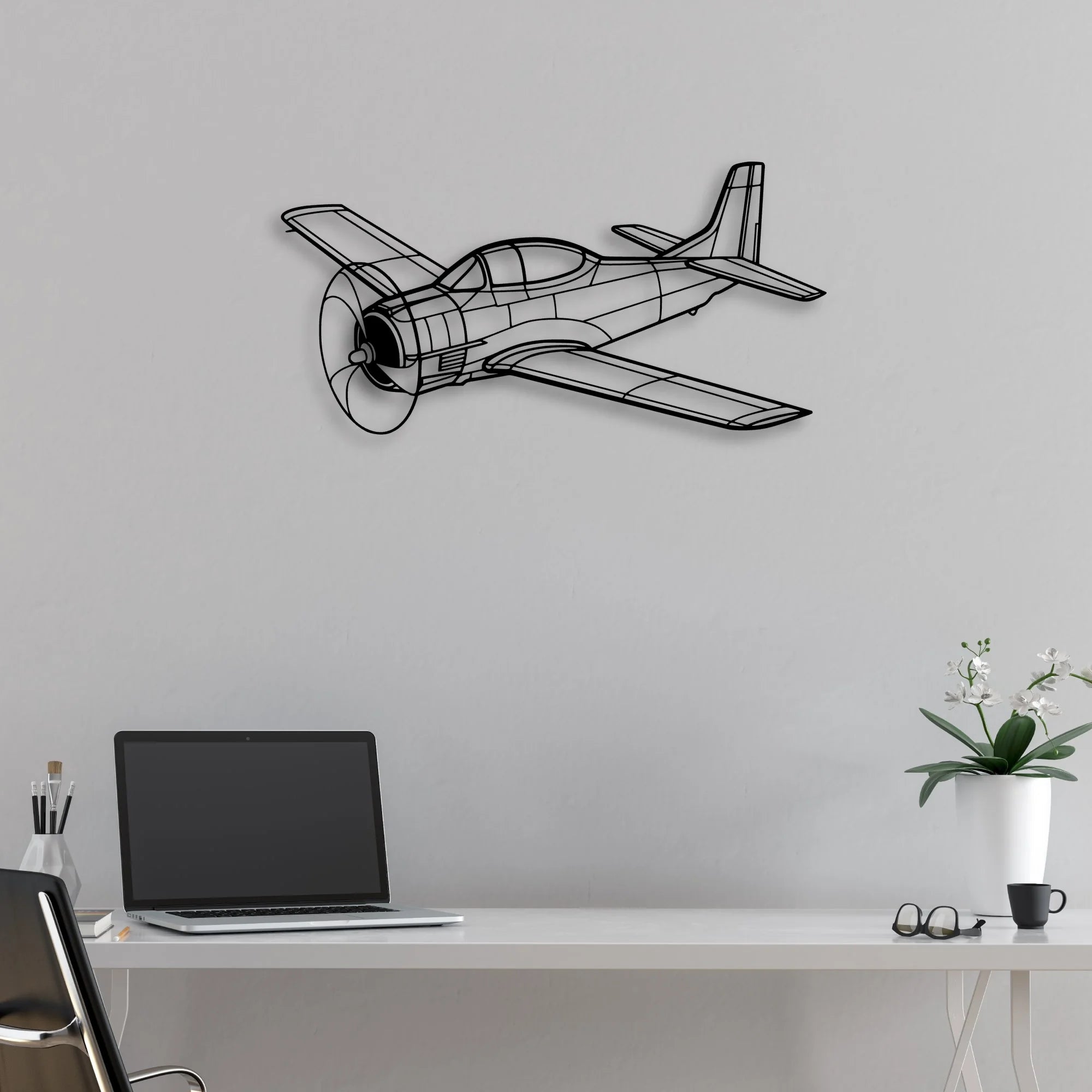 T33 Classic Aircraft Silhouette Metal Wall Art - Aviation Hangar Decor
