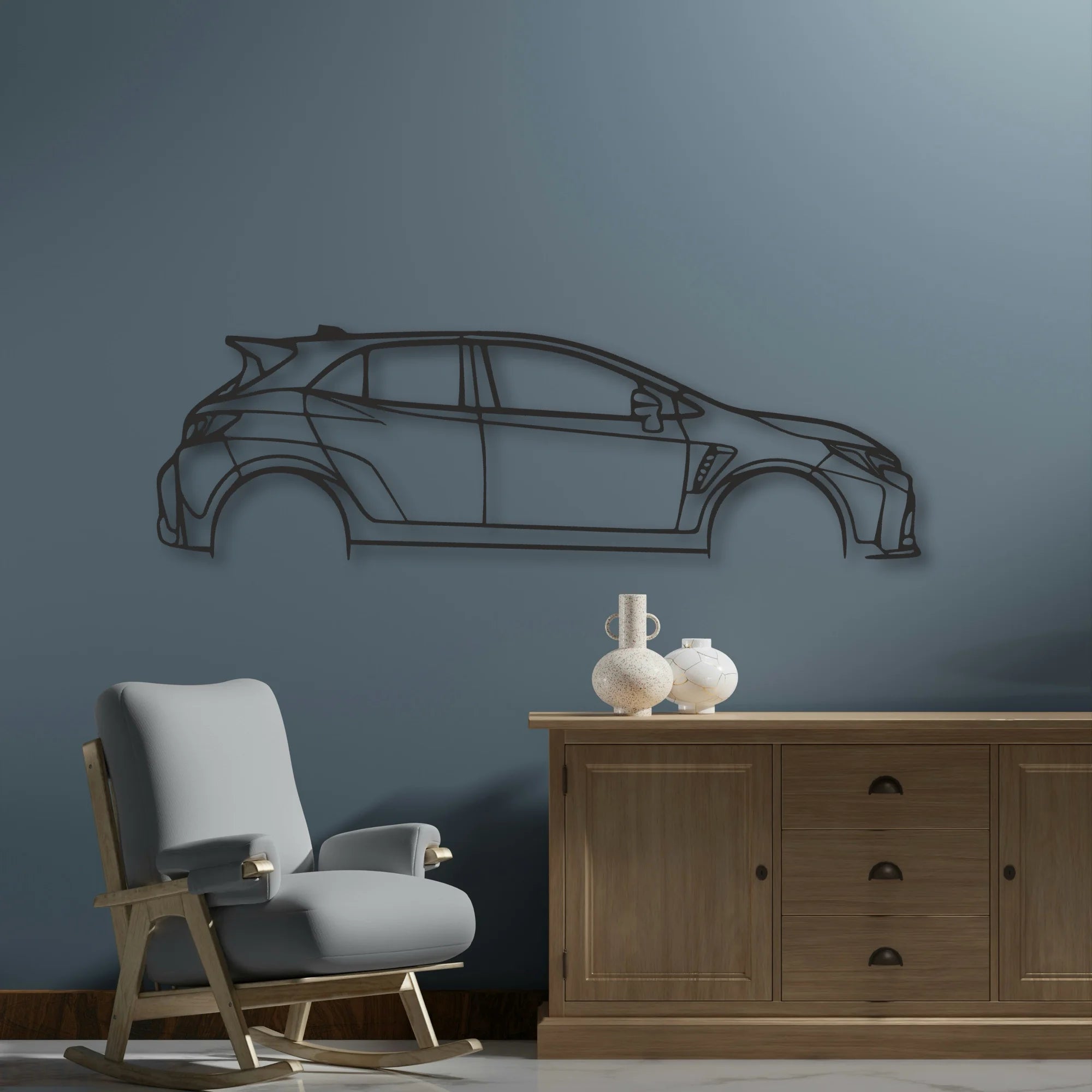 Toyota Corolla GR Classic Silhouette Metal Wall Art - Automotive Garage Decor
