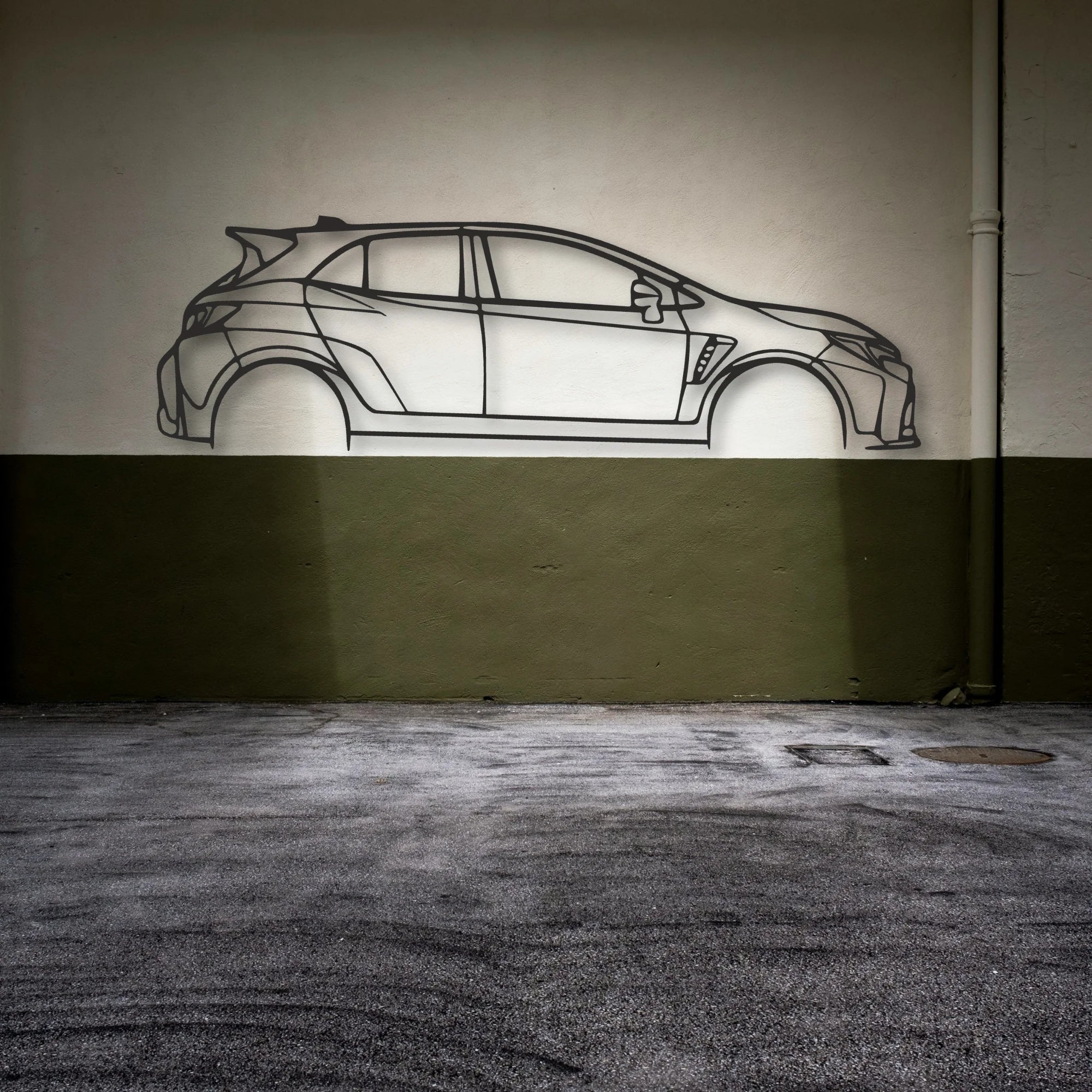 Toyota Corolla GR Classic Silhouette Metal Wall Art - Automotive Garage Decor