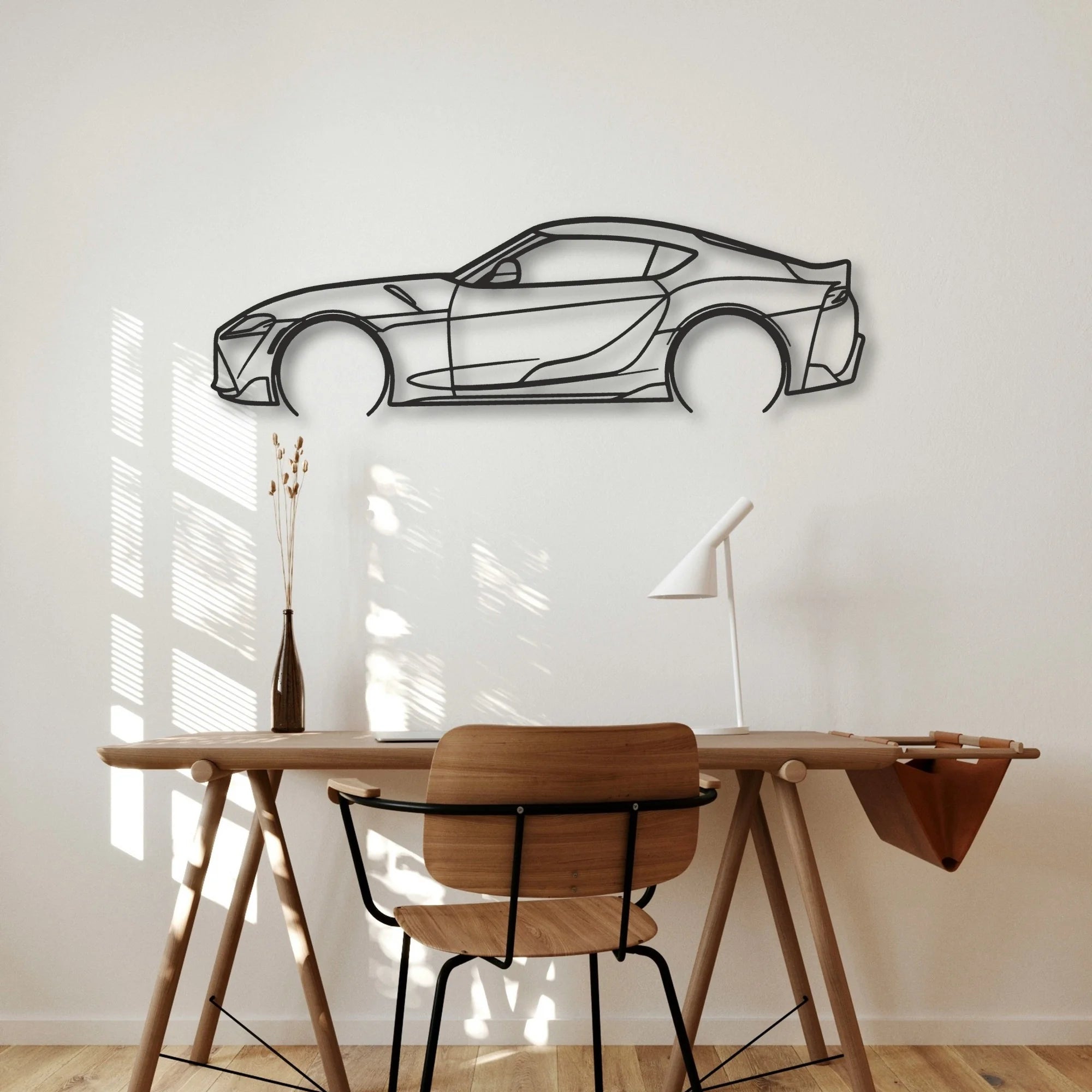 Toyota GR Supra Classic Silhouette Metal Wall Art - Automotive Garage Decor