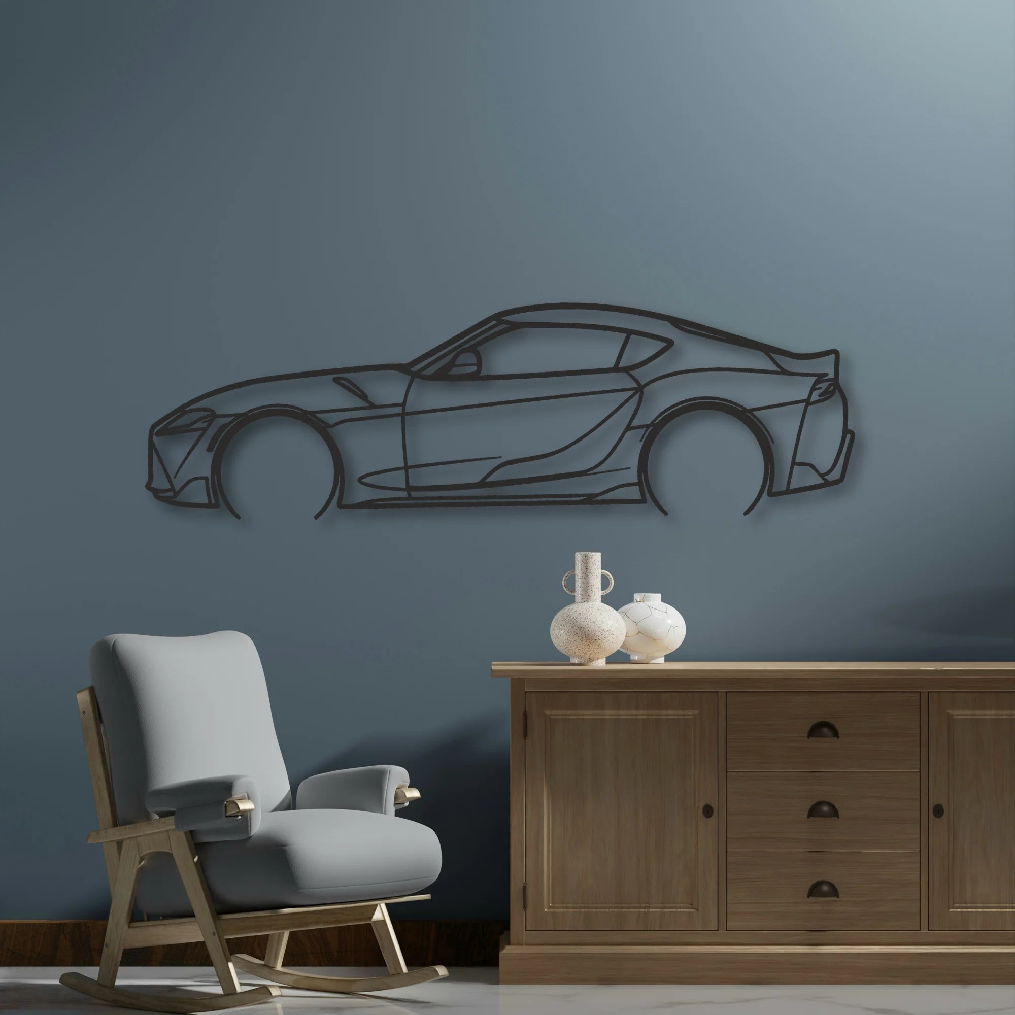 Toyota GR Supra Classic Silhouette Metal Wall Art - Automotive Garage Decor