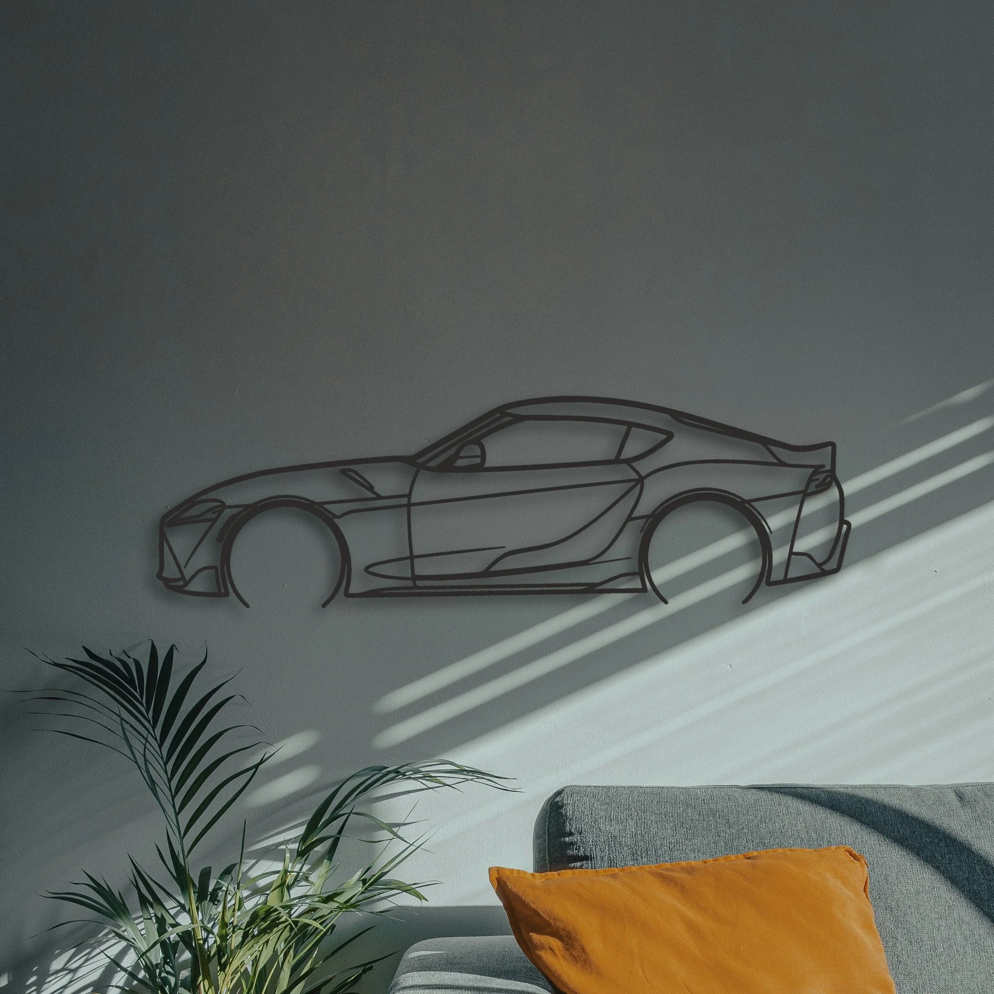 Toyota GR Supra Classic Silhouette Metal Wall Art - Automotive Garage Decor