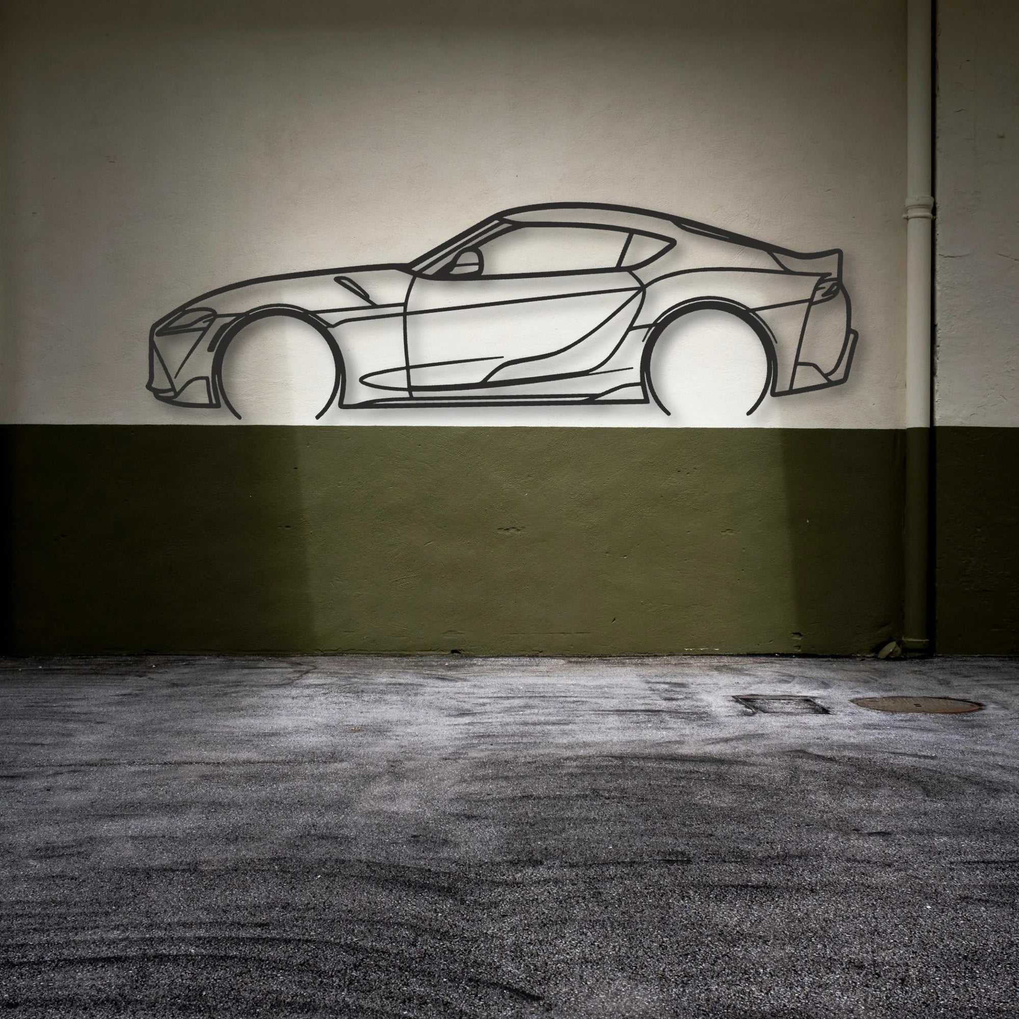 Toyota GR Supra Classic Silhouette Metal Wall Art - Automotive Garage Decor
