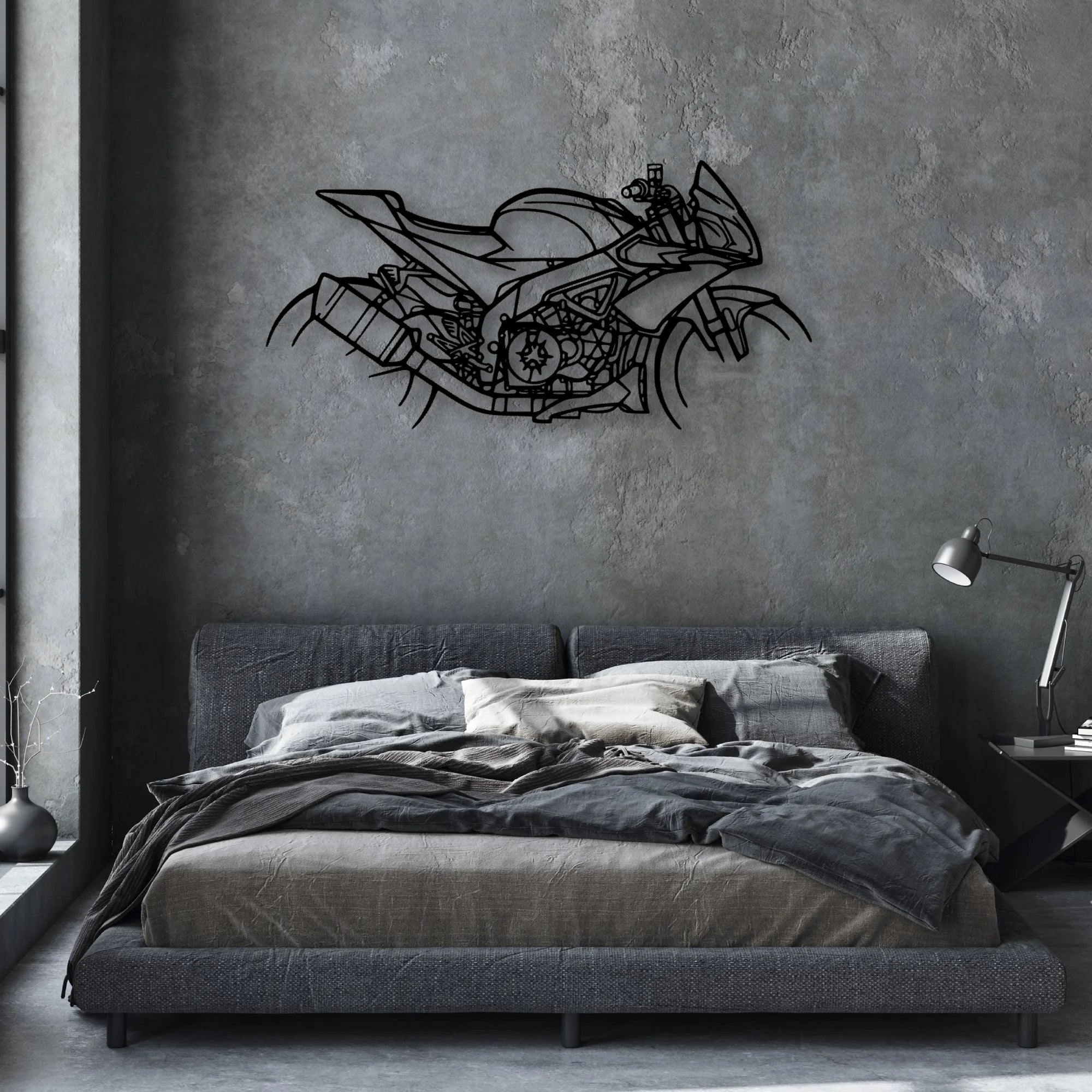 Tuono 2018 2 Classic Motorcycle Silhouette Metal Wall Art - Moto Garage Decor