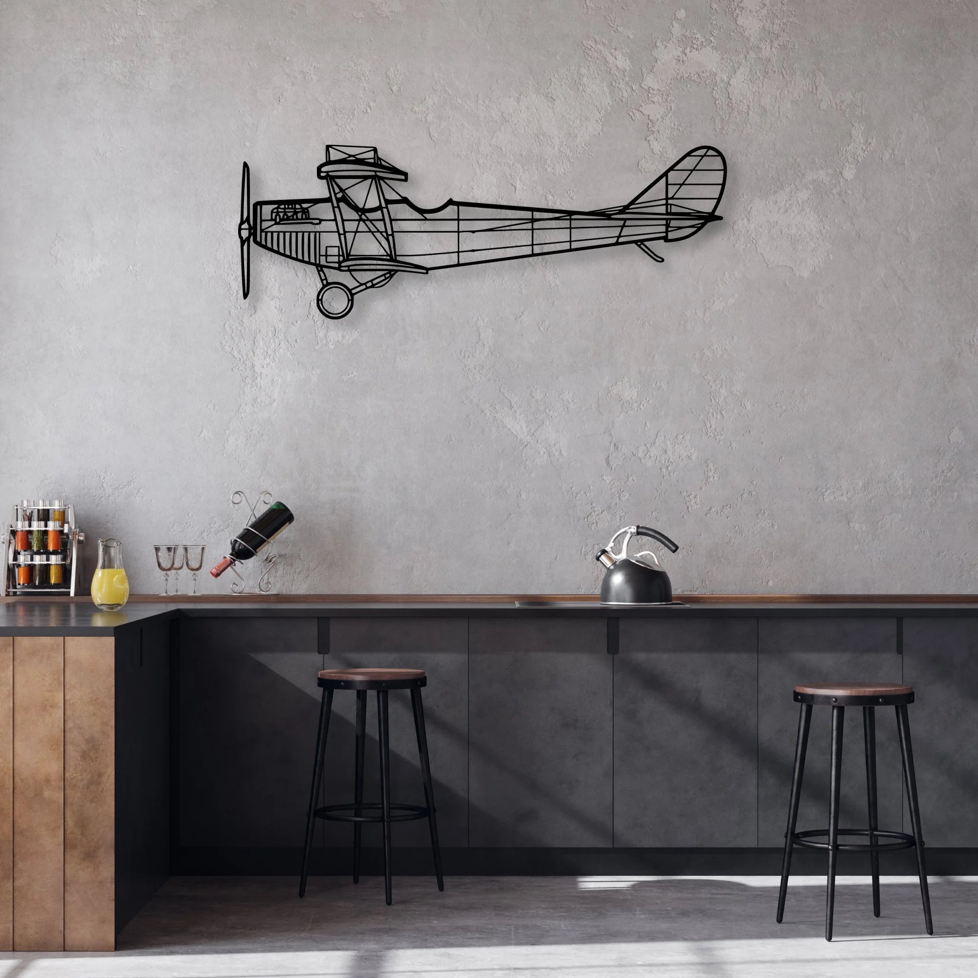 Typhoon Classic Aircraft Silhouette Metal Wall Art - Aviation Hangar Decor
