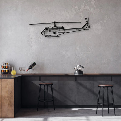 UH-1 Iroquois Huey 1970 Classic Aircraft Silhouette Metal Wall Art - Aviation Hangar Decor