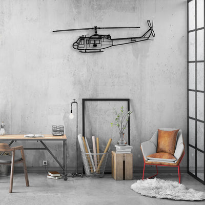 UH-1 Iroquois Huey 1970 Classic Aircraft Silhouette Metal Wall Art - Aviation Hangar Decor