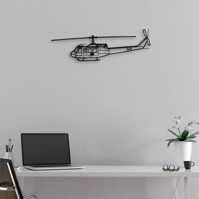 UH-1 Iroquois Huey 1970 Classic Aircraft Silhouette Metal Wall Art - Aviation Hangar Decor
