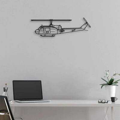 UH-1 Med Classic Aircraft Silhouette Metal Wall Art - Aviation Hangar Decor