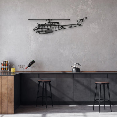 UH-1N Huey Classic Aircraft Silhouette Metal Wall Art - Aviation Hangar Decor