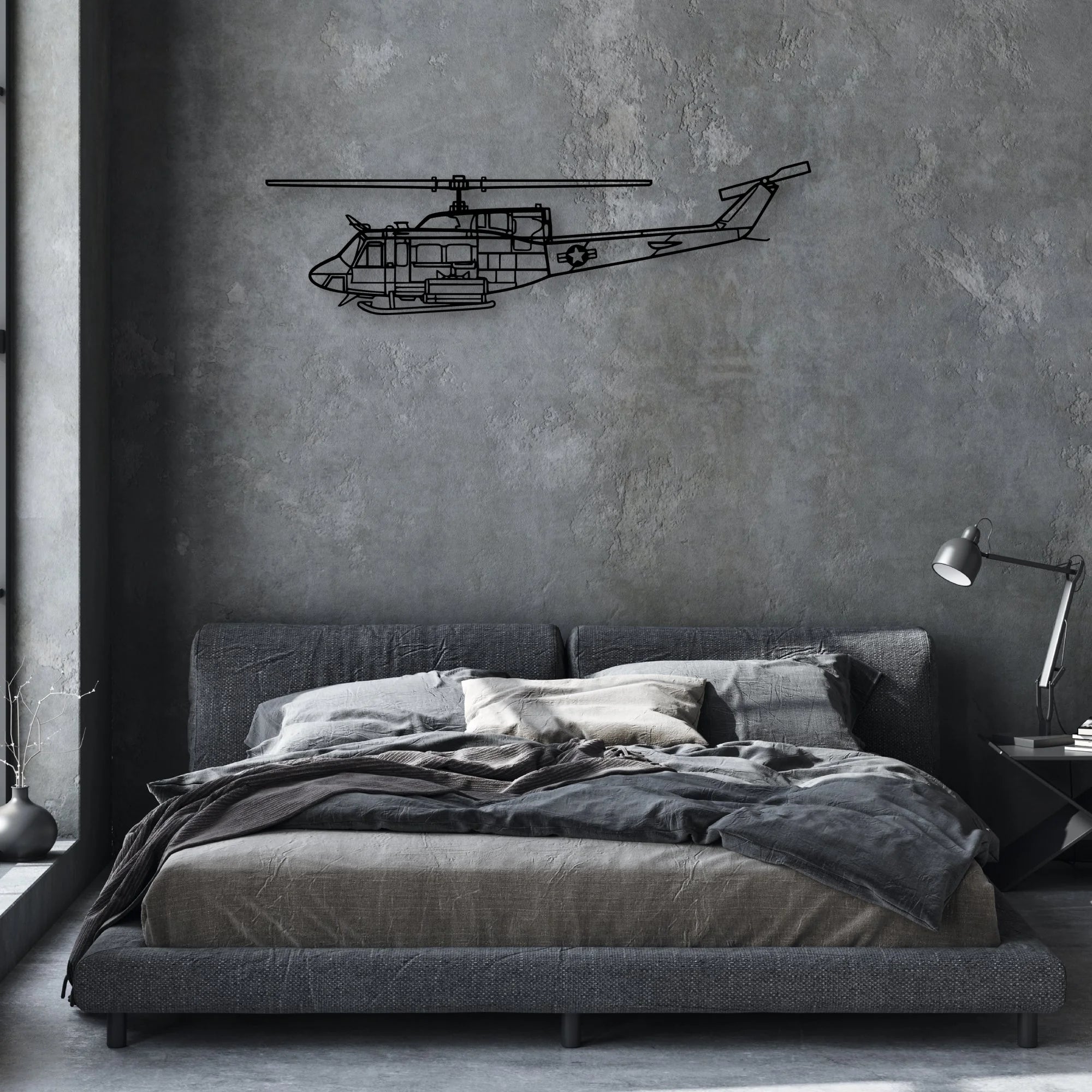 UH-1N Huey Classic Aircraft Silhouette Metal Wall Art - Aviation Hangar Decor