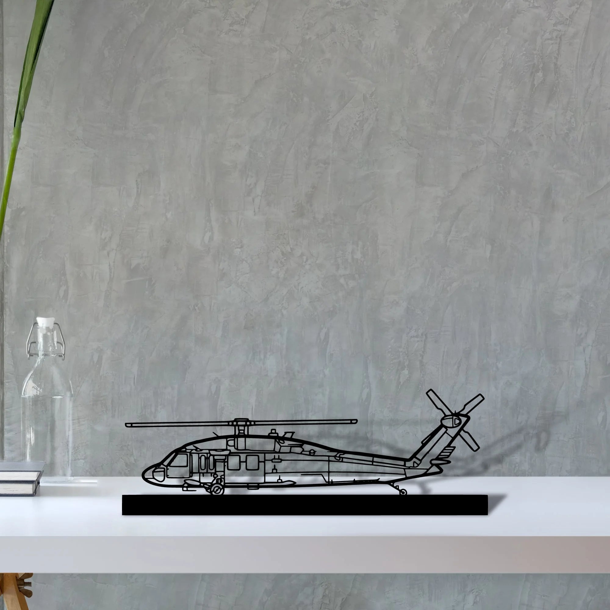 uh-60-black-hawk Silhouette Metal Art Stand - Aero Silhouette