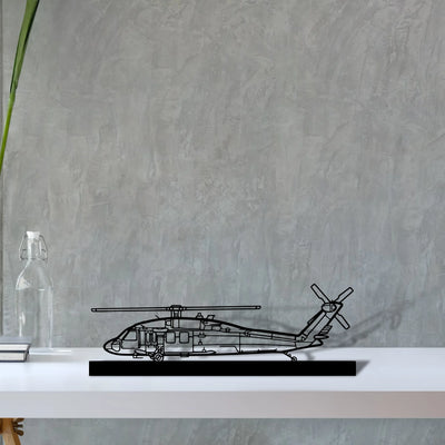 uh-60-black-hawk Silhouette Metal Art Stand - Aero Silhouette