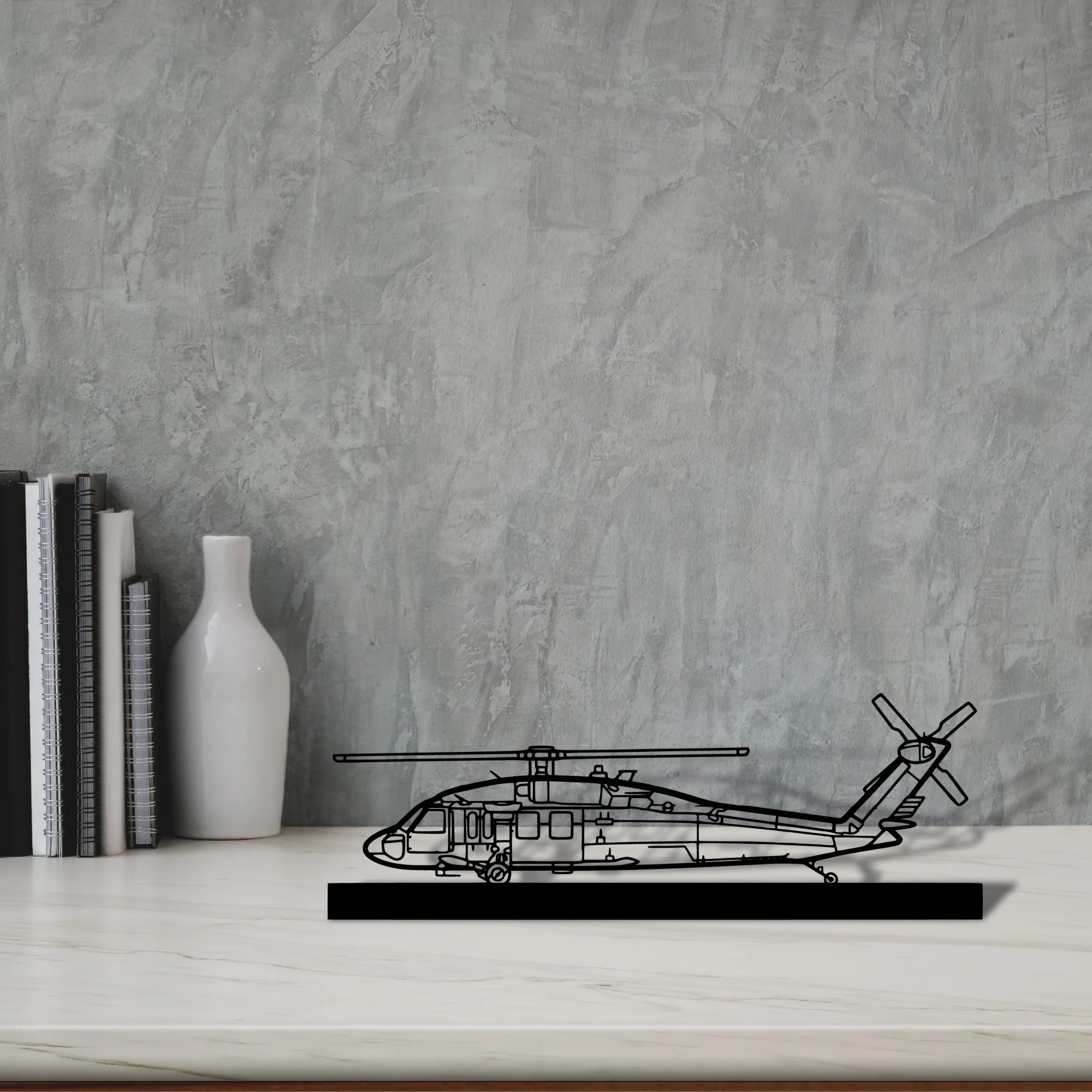 uh-60-black-hawk Silhouette Metal Art Stand - Aero Silhouette