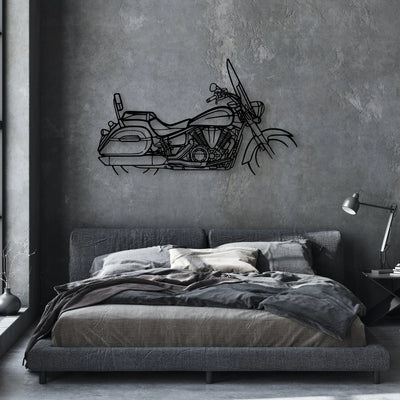 V Star 1300 Tourer Classic Motorcycle Silhouette Metal Wall Art - Moto Garage Decor